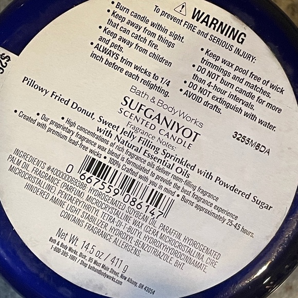 Bath & Body Works HAPPY HANUKKAH-3-Wick Candles x 2 NEW- Jelly Donut Scent - Picture 4 of 4